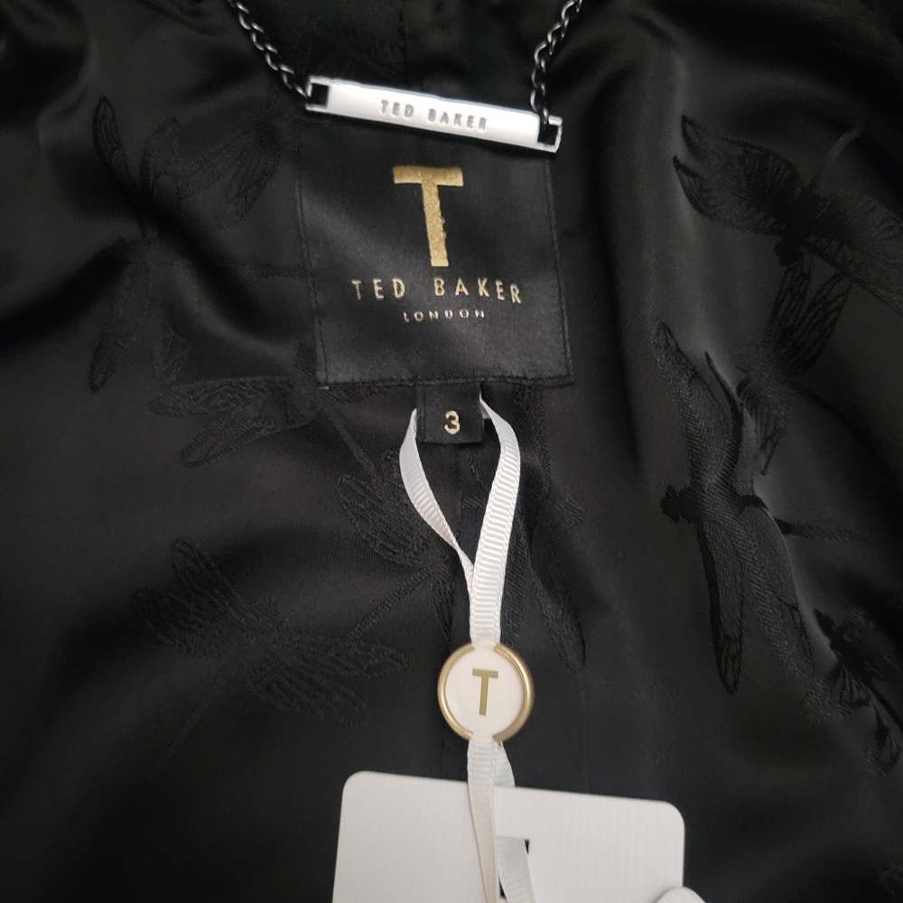 NWT TED BAKER Topas Faux Leather Collar Biker Zip Jacket size 3 - Picture 6 of 16